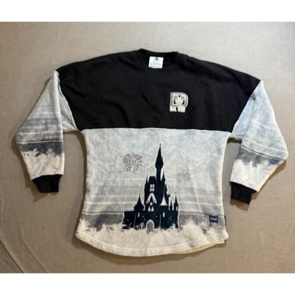 Disney World Castle Spirit‎ Jersey Mens S Gray Black Fleece Long Sleeve Mens